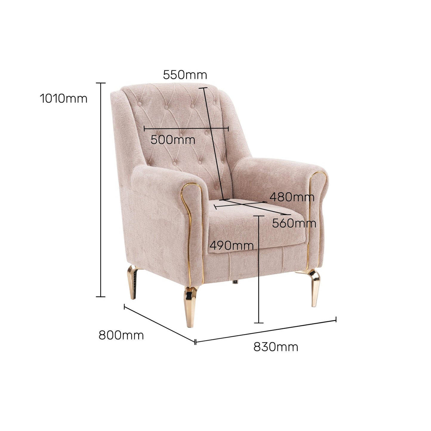 Fabric 1 Seater Sofa in Smokey Taupe