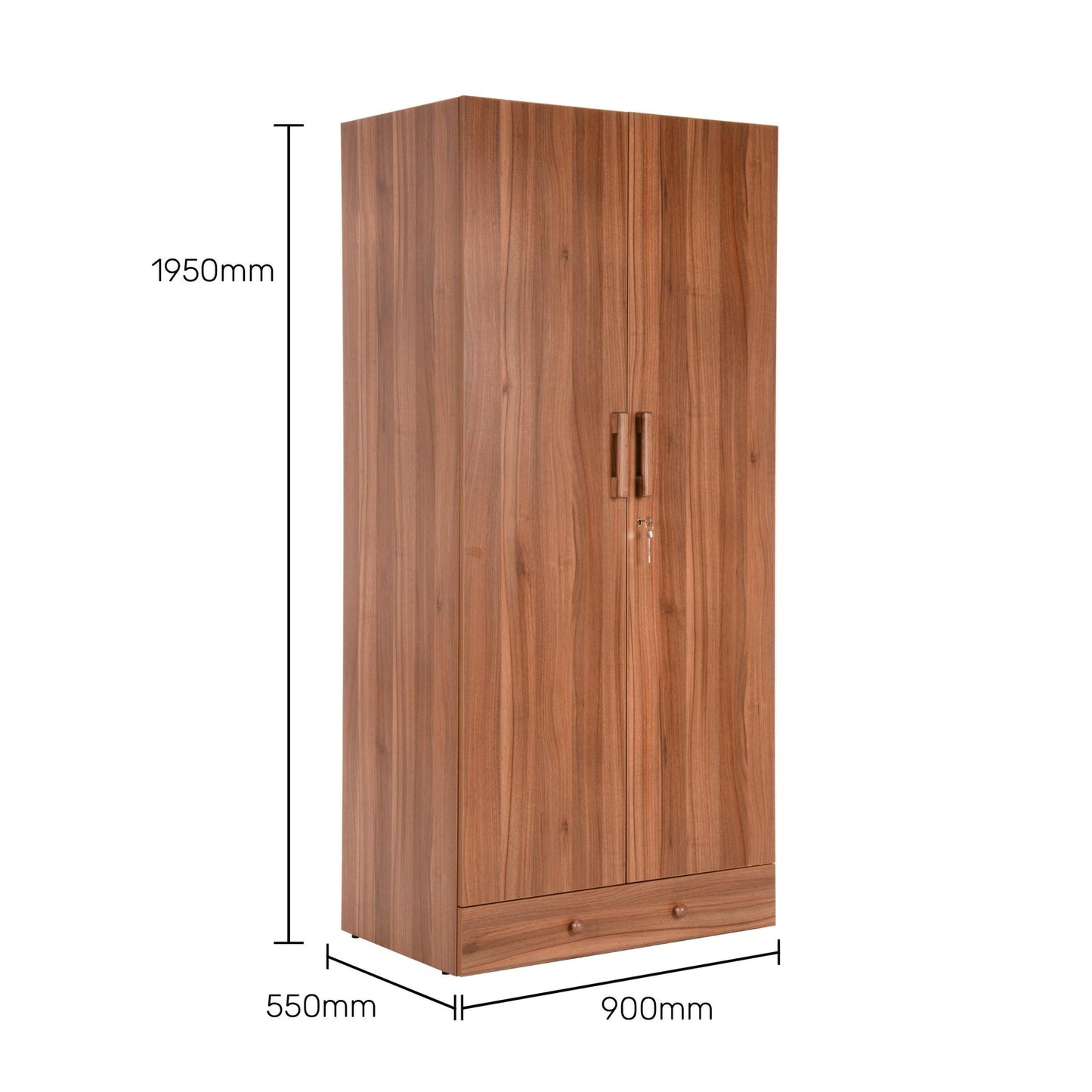2 Door Wardrobe with External Drawer