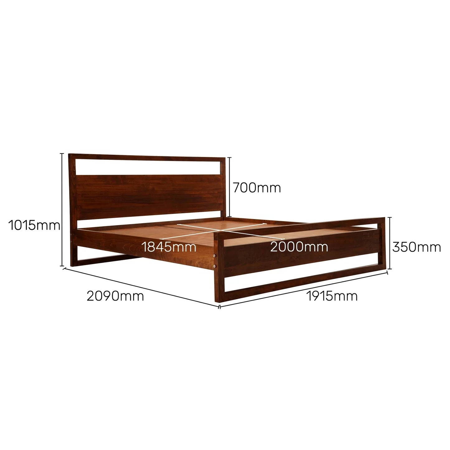 Solid Wood King Size Bed in Dark Oak Finish