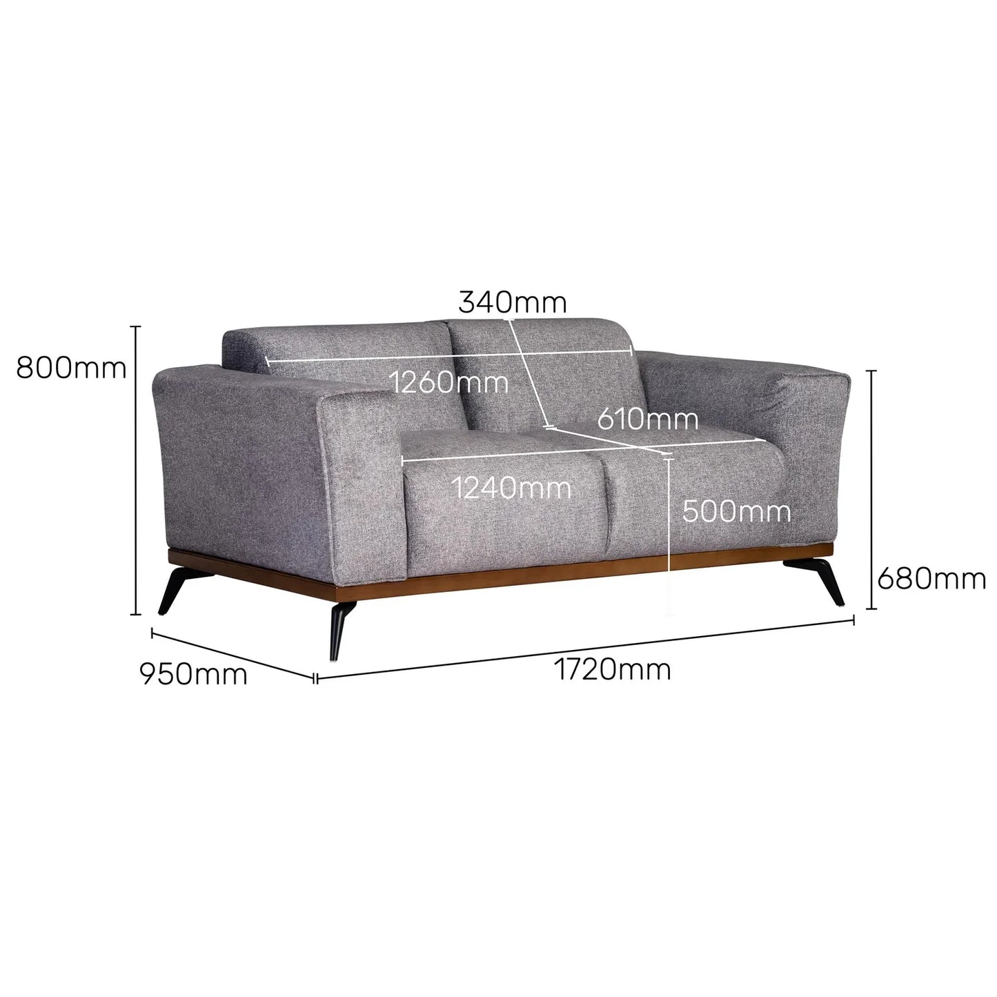 Velvet 2 Seater Sofa in Thunder Grey