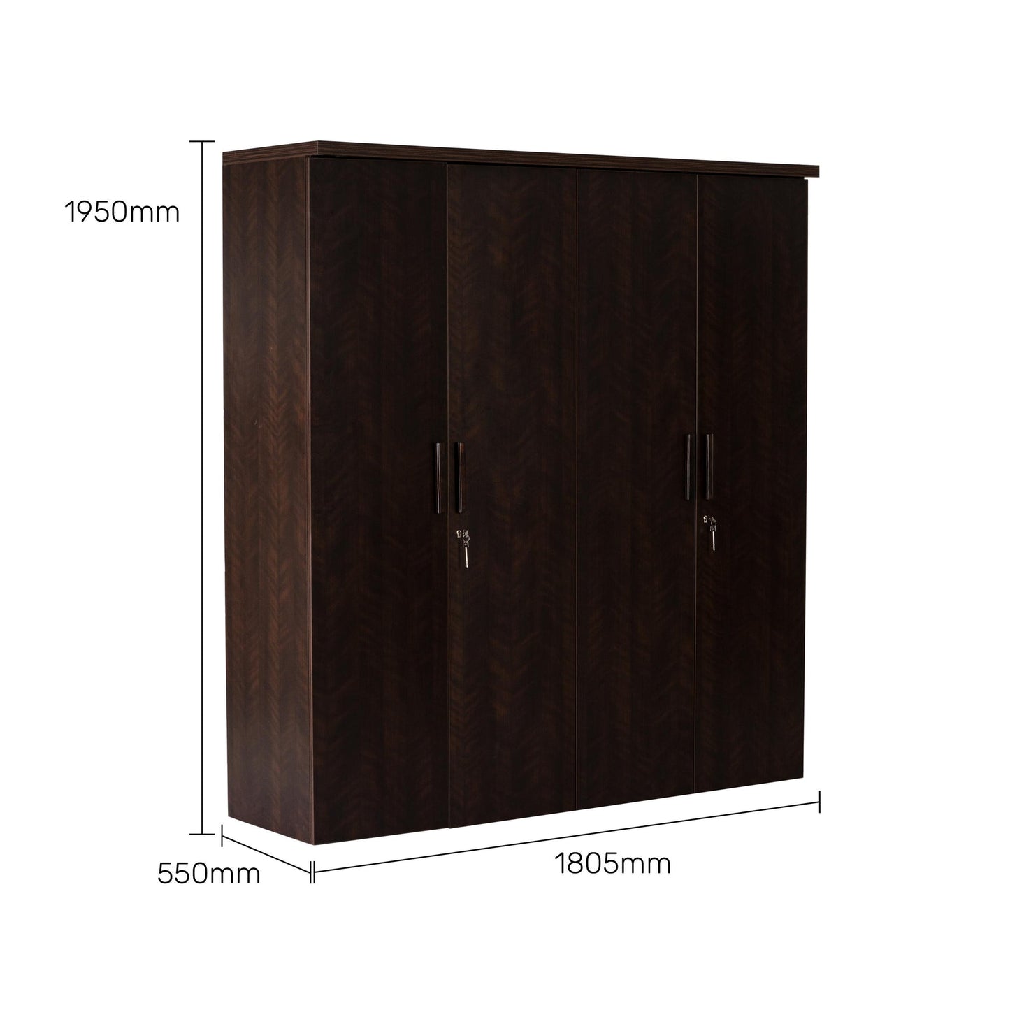 4 Door Wardrobe in Dark Cherry Finish