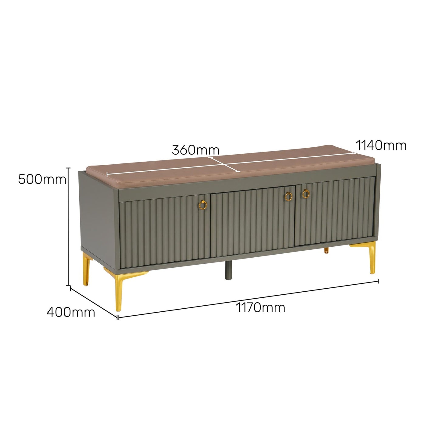 Fluted Shoe Cabinet with Leatherette Seat
