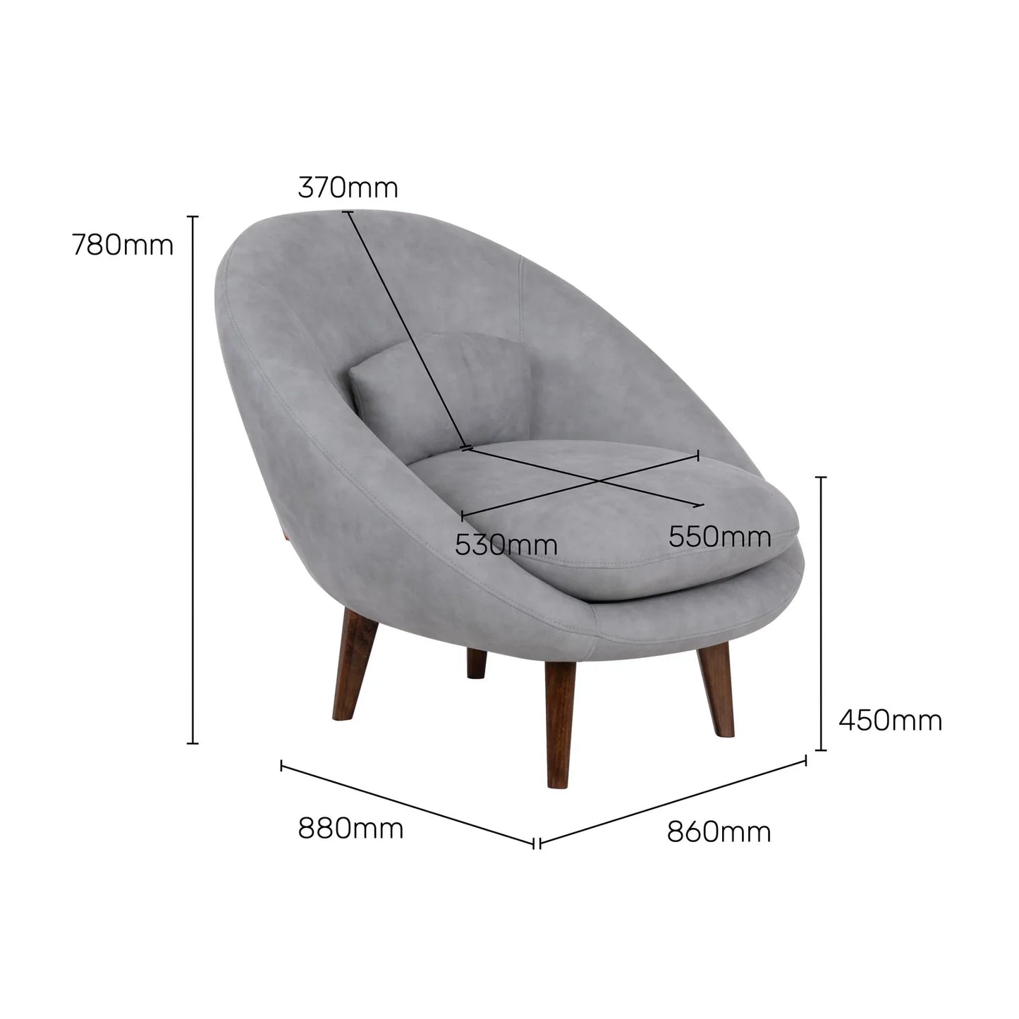 Suede Barrel-Back Accent Chair in Ice Grey