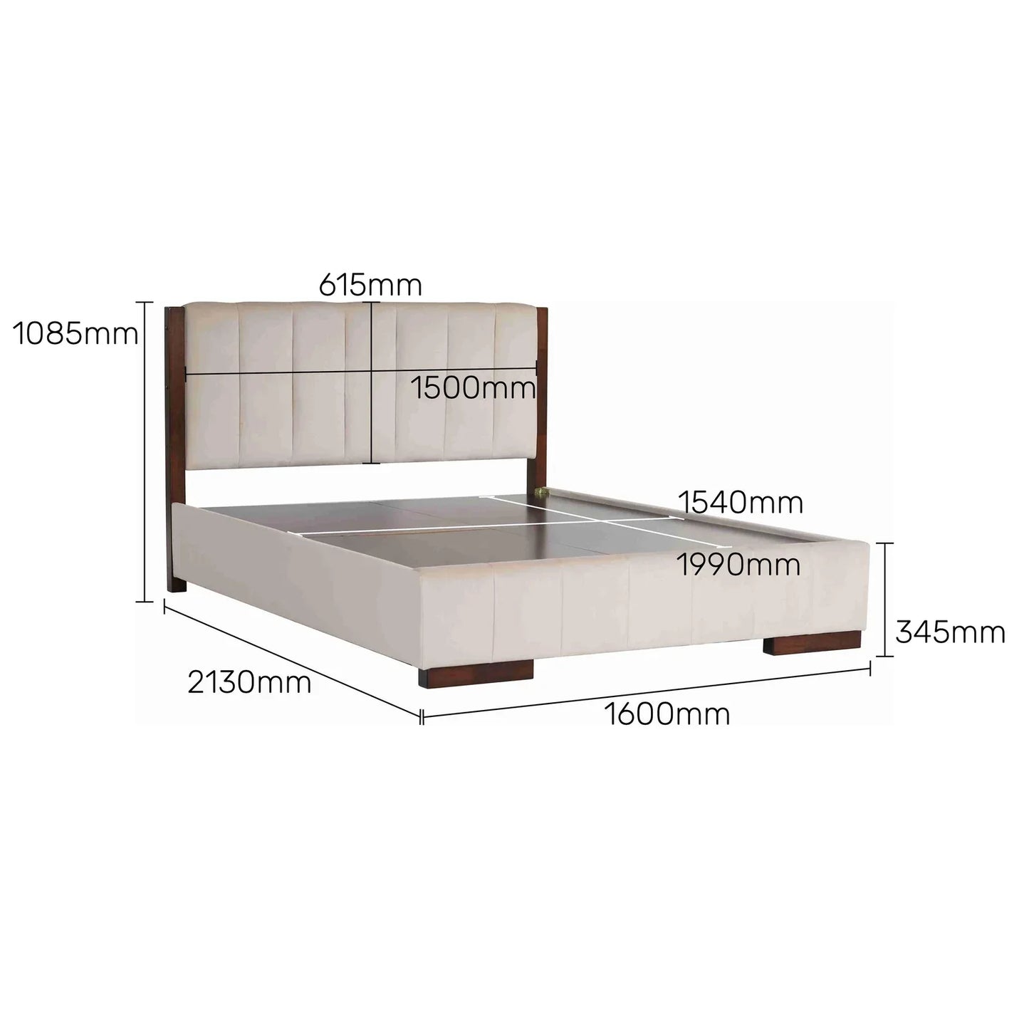 Upholstered Queen Size Bed with Tufted Headboard