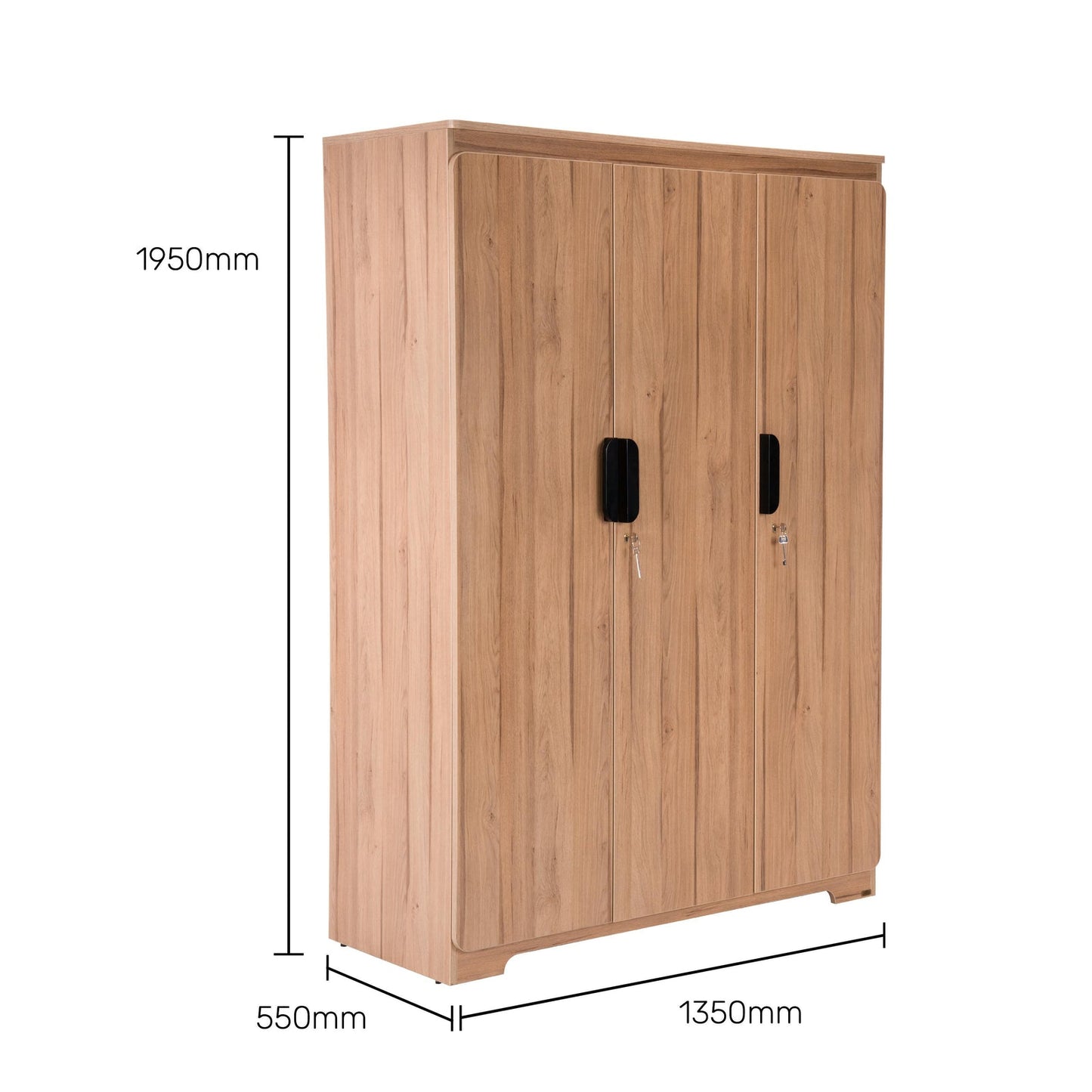 3 Door Wardrobe in Brentwood Oak Finish