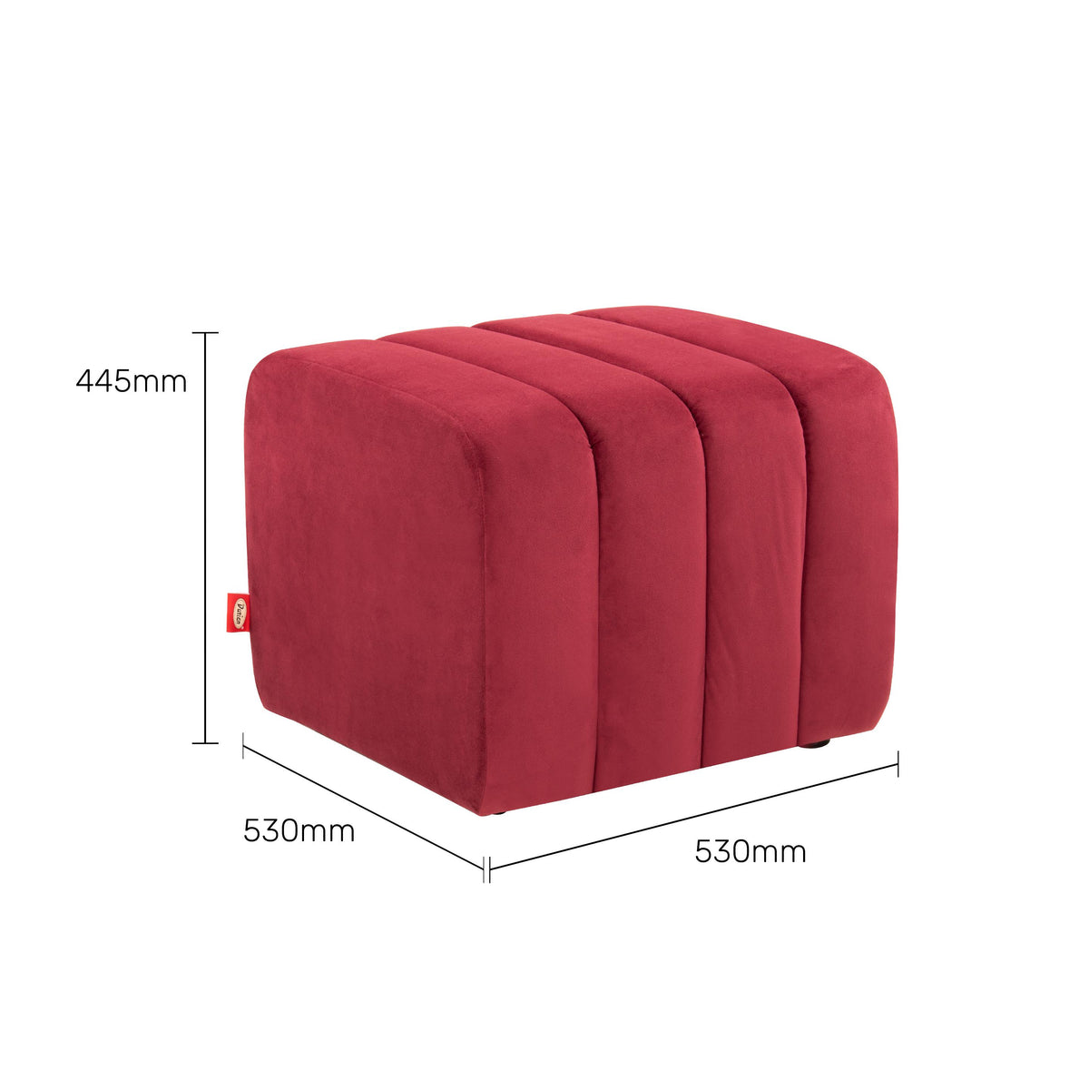Velvet Pouffe in Ruby Red