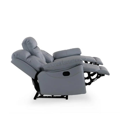 Leatherette 3 Seater Reclining Sofa in Smoke Grey