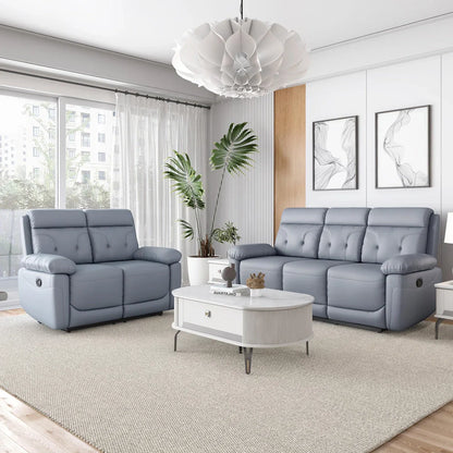 Leatherette 3 Seater Reclining Sofa in Smoke Grey