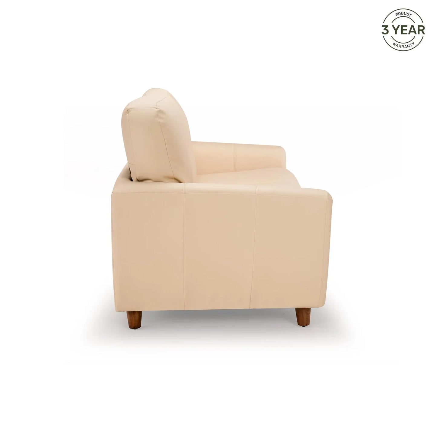 Leatherette 3 Seater Sofa in Cream White