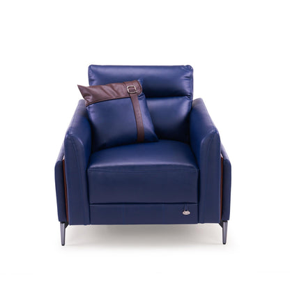 Leatherette 1 Seater Sofa in Galaxy Blue