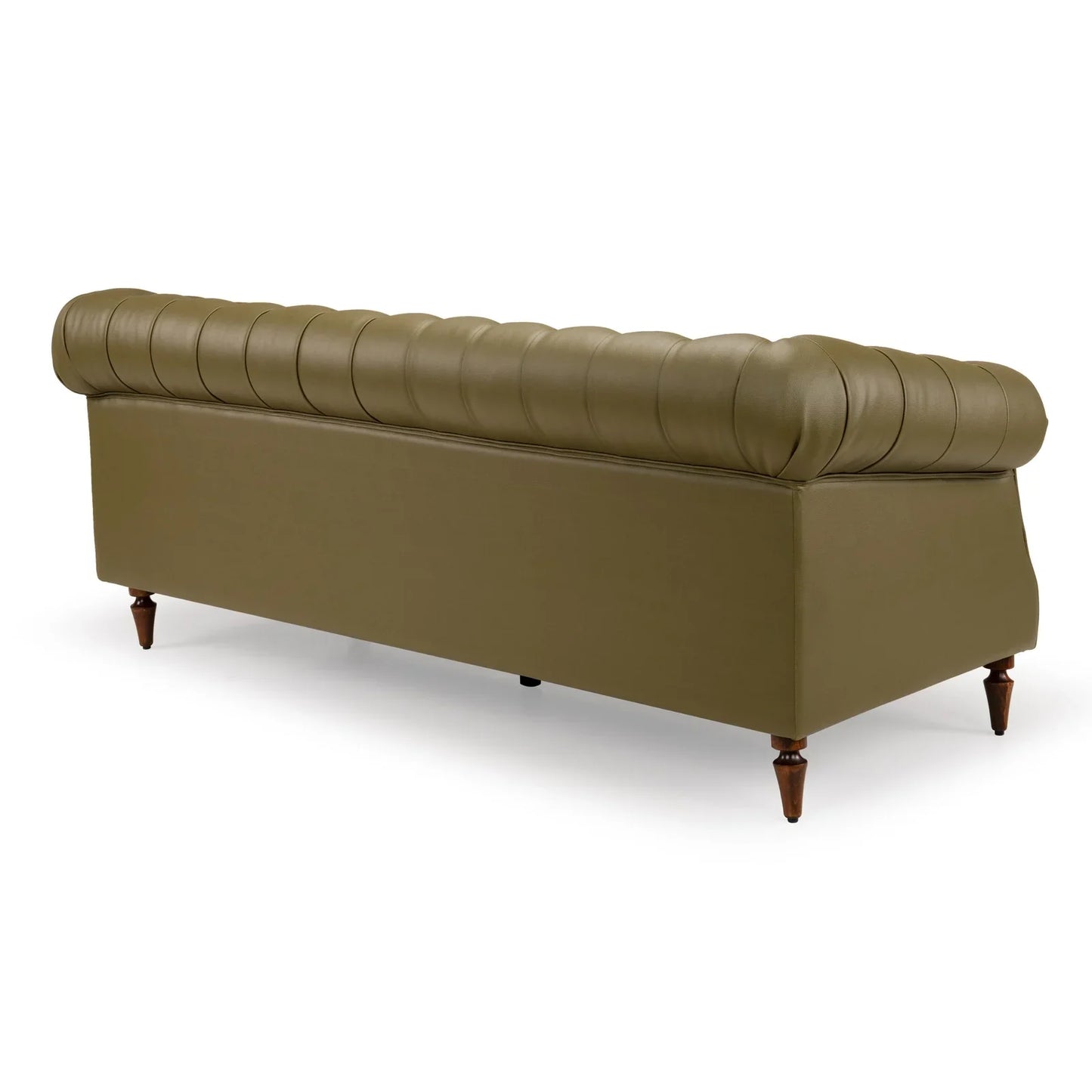 Leatherette 3 Seater Chesterfield Sofa in Olive Green