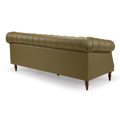 Leatherette 3 Seater Chesterfield Sofa in Olive Green
