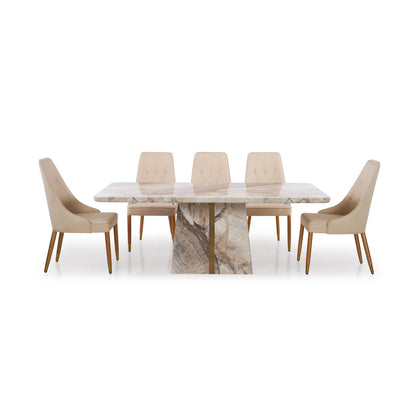 8 Seater Dining Set with Marble Finished Top