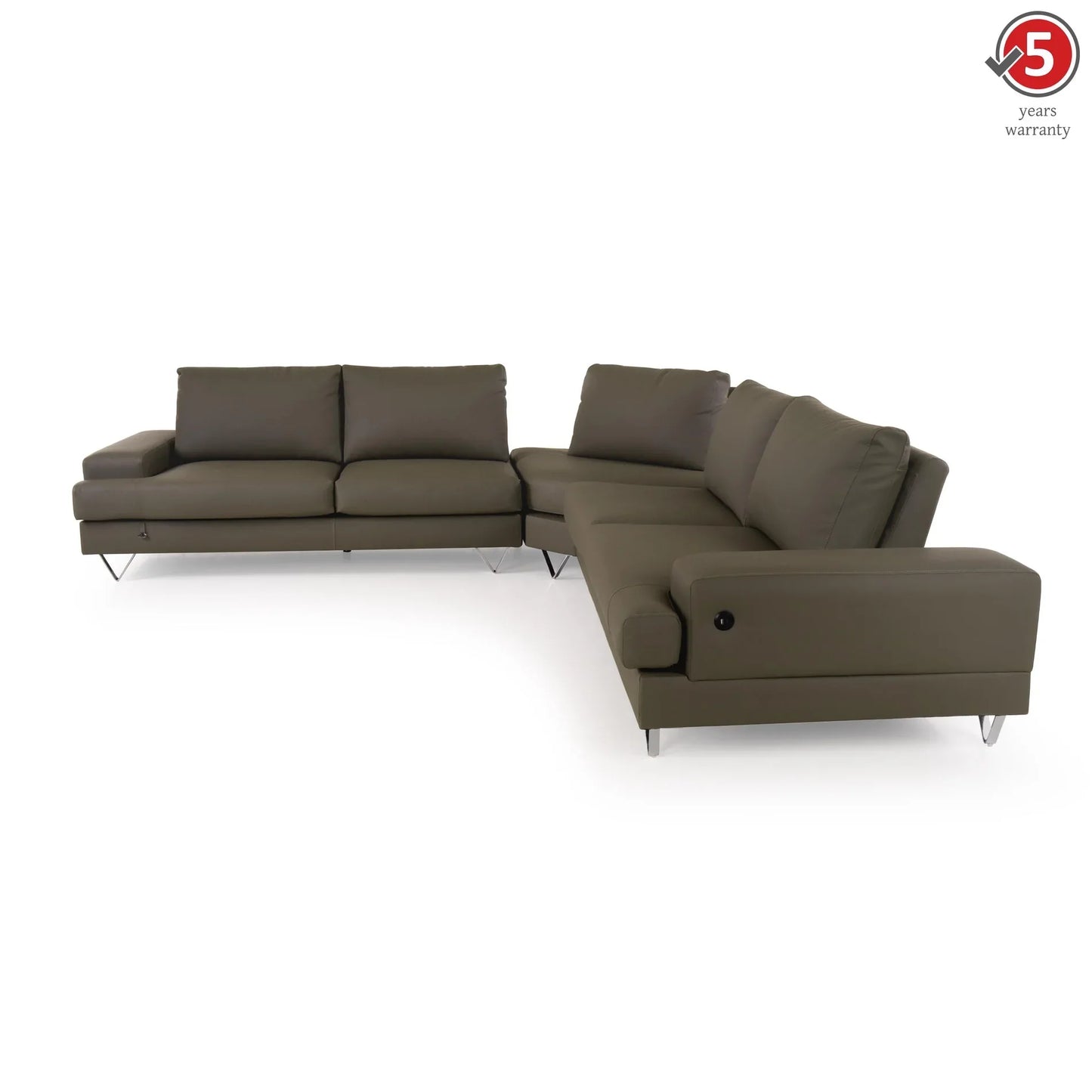 Leatherette Sectional Sofa with USB Port
