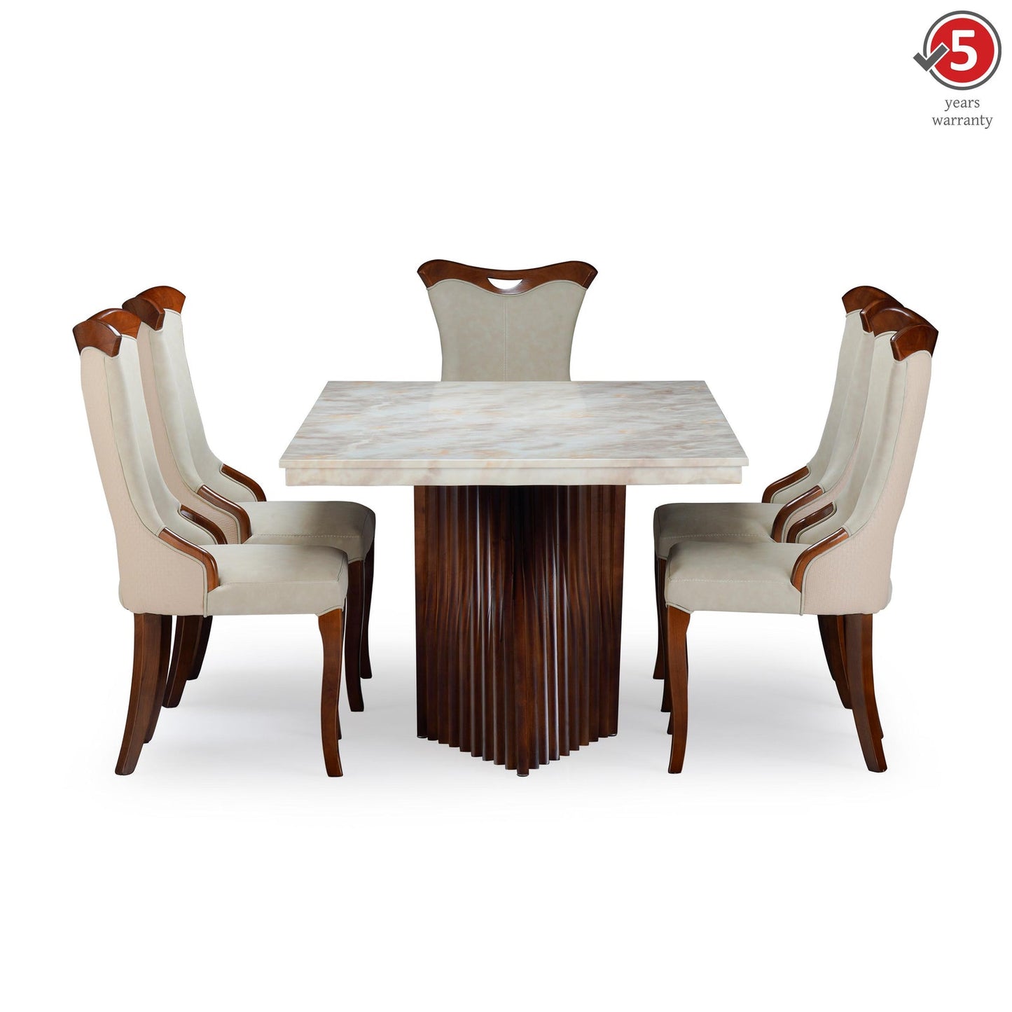 6 Seater Dining Set with Marble Finished Top