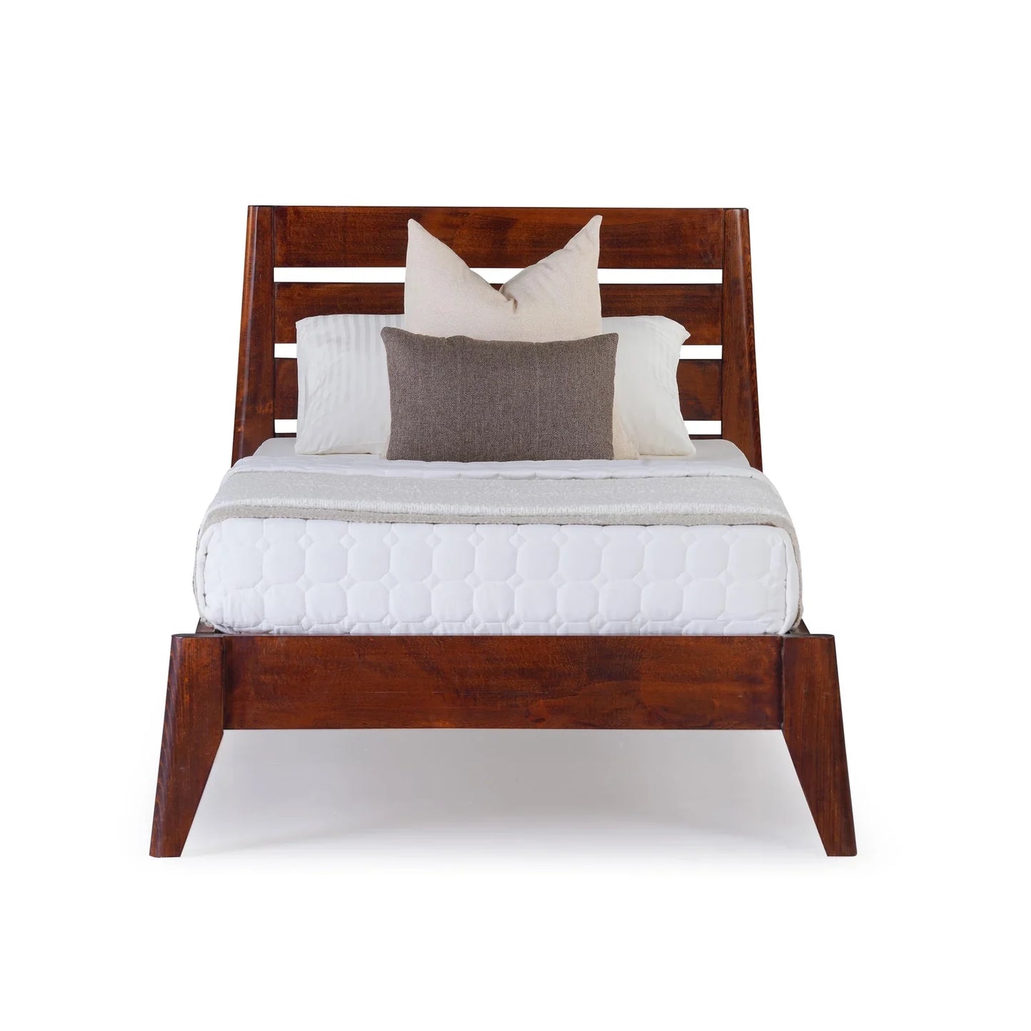 Solid Wood Single Size Bed, Dark Oak Finish