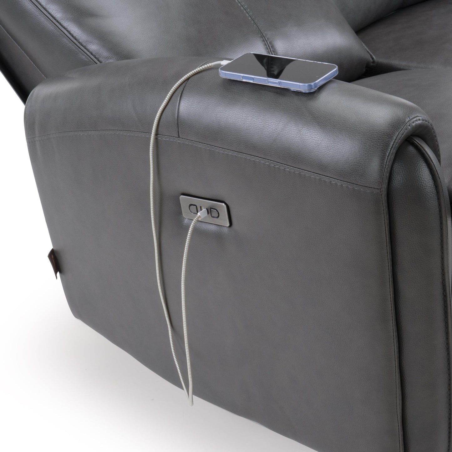 Leather 1 Seater Power Recliner with Charging Ports