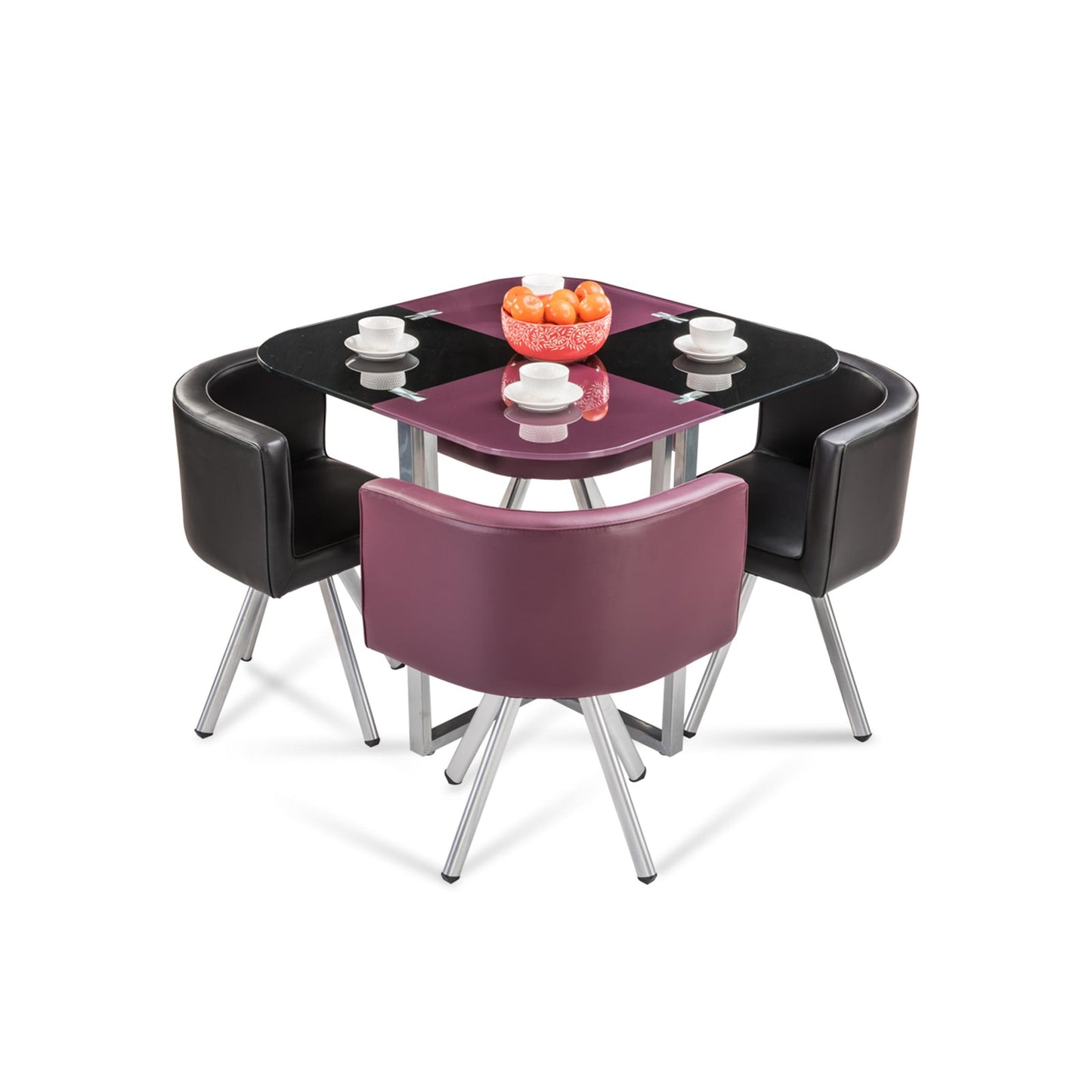 Glass Stowaway 4 Seater Dining Set