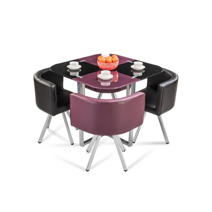 Glass Stowaway 4 Seater Dining Set