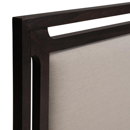 Solid Wood King Size Bed with Upholstered Headboard
