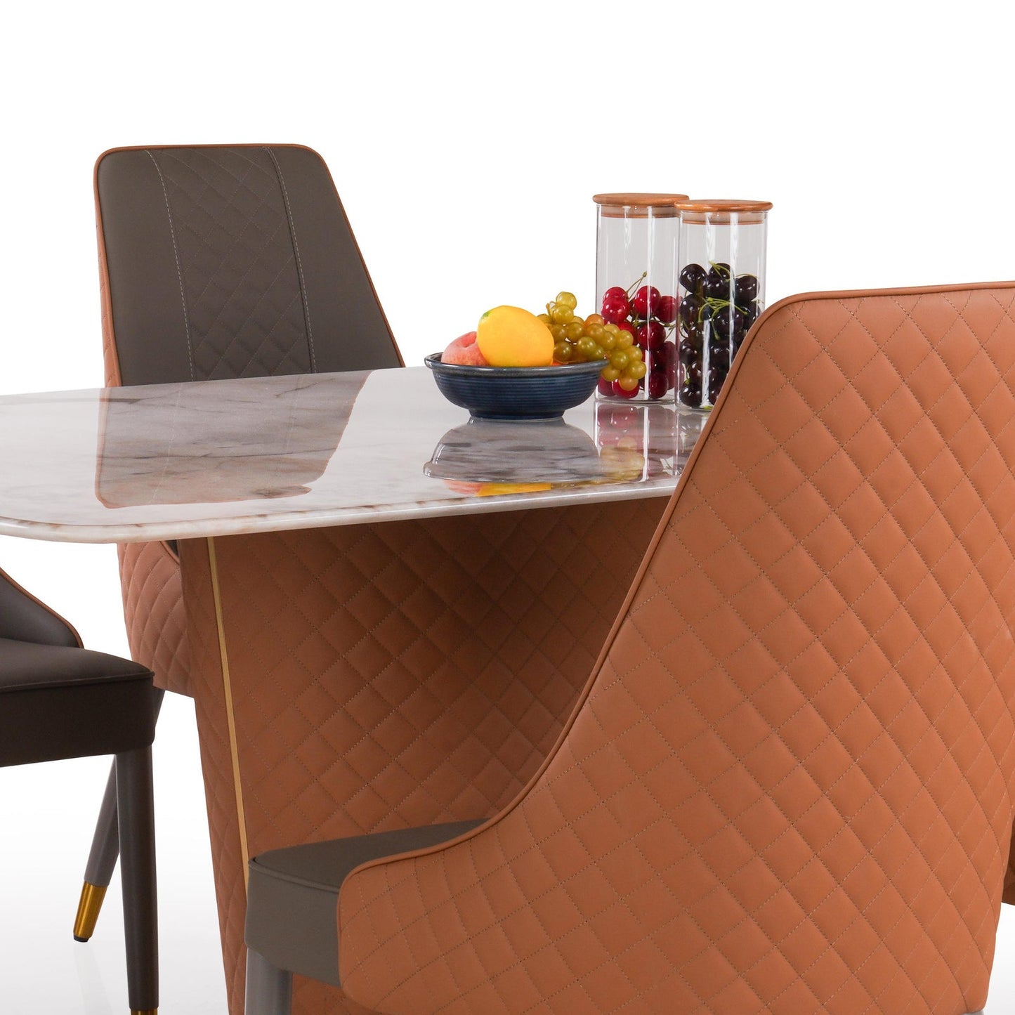 6 Seater Dining Set with Marble Finished Top
