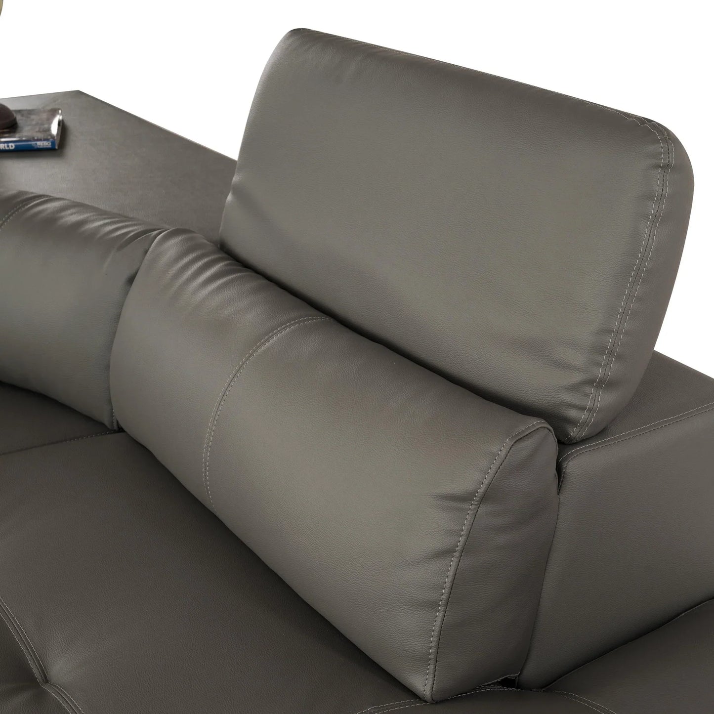 Leatherette L-Shape Sofa with Adjustable Headrest