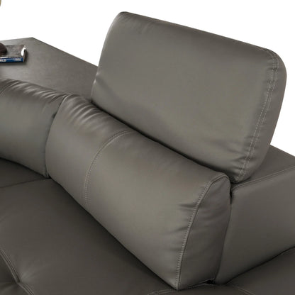 Leatherette L-Shape Sofa with Adjustable Headrest