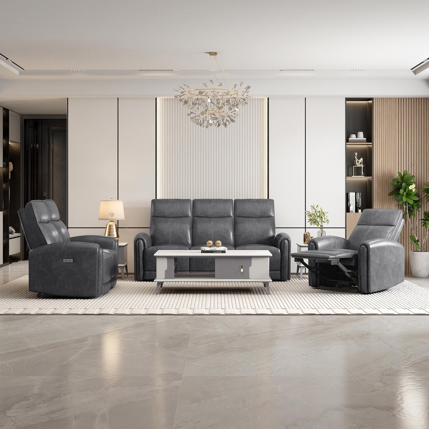 Leather 1 Seater Power Recliner with Charging Ports