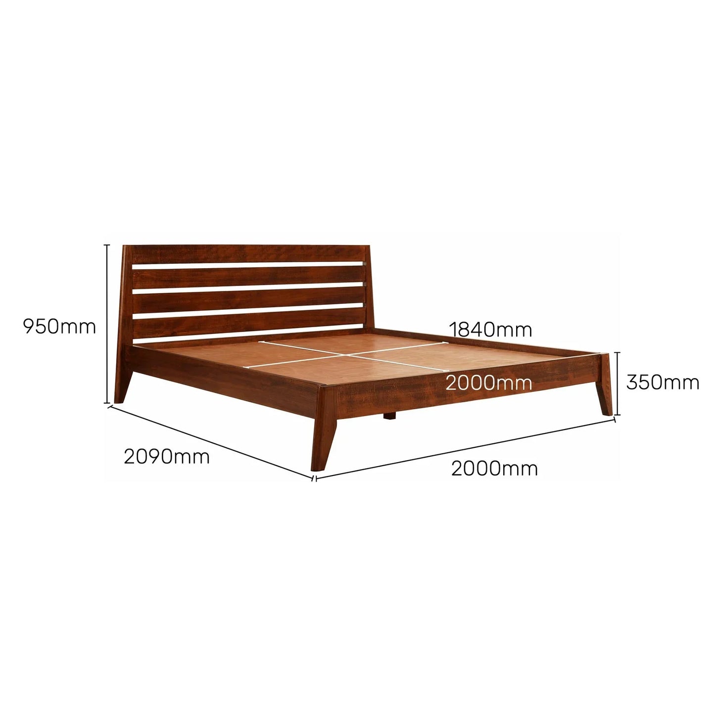 Solid Wood King Size Bed in Dark Oak Finish