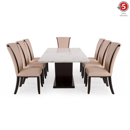 8 Seater Dining Set with Marble Finished Top