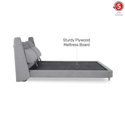 Upholstered Queen Size Bed with Adjustable Headboard