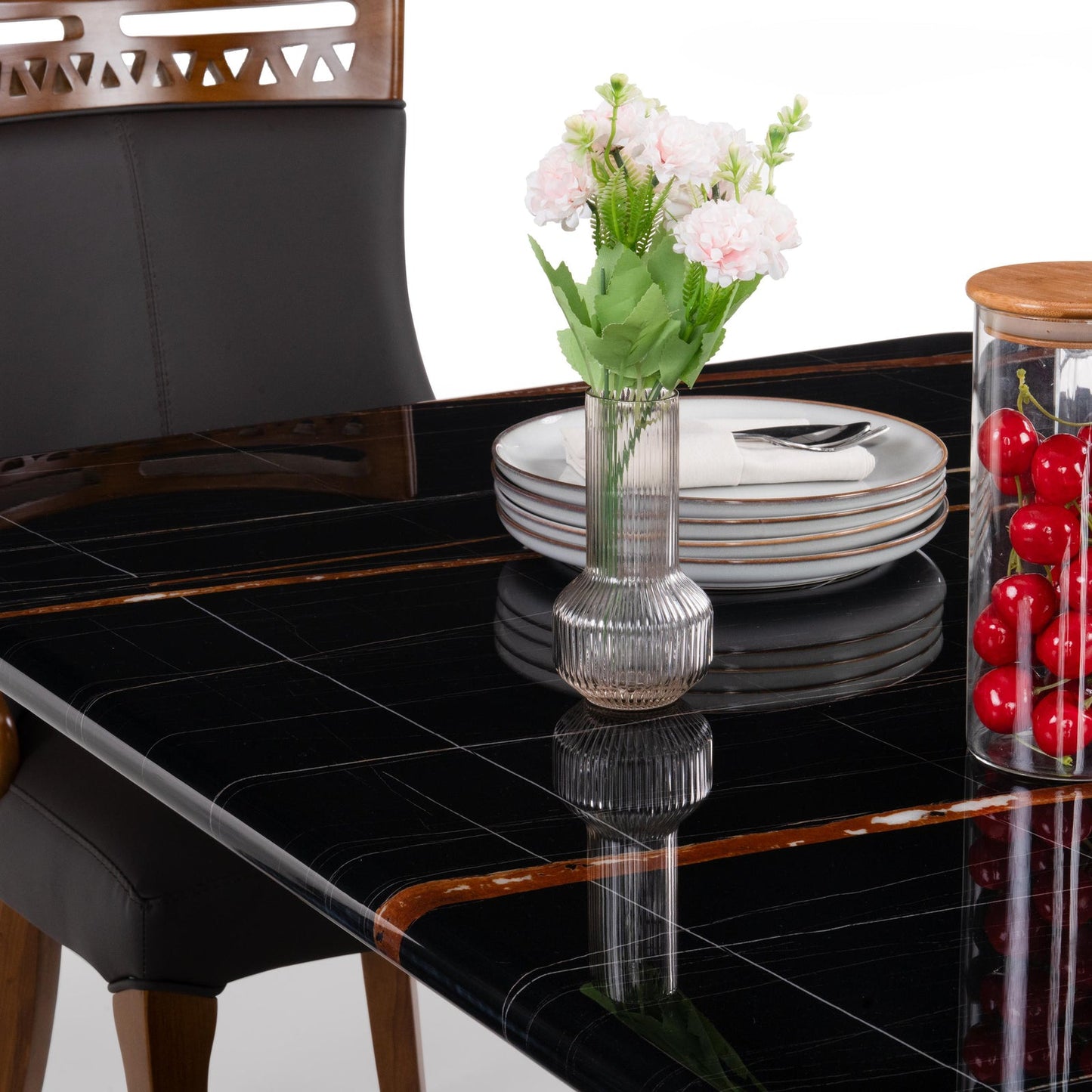 4 Seater Dining Set with Marble Finished Top
