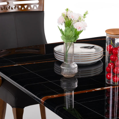 4 Seater Dining Set with Marble Finished Top
