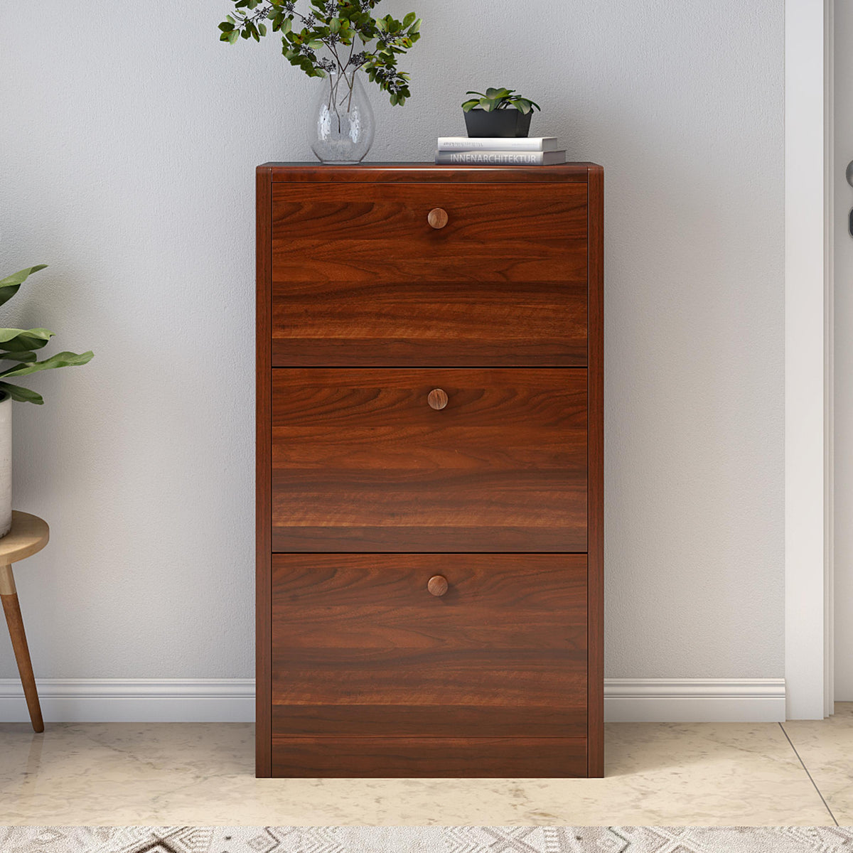 Shoe Cabinet with Pull-Down Foldable Drawers