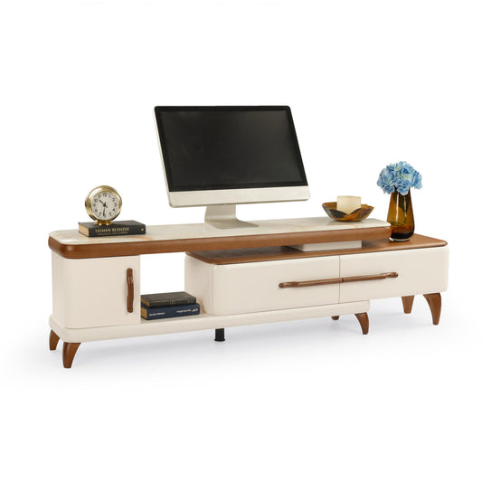 Extendable TV Unit with Marble Finished Top