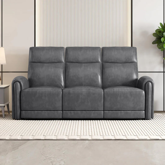 Leather 3 Seater Power Recliner with Charging Ports