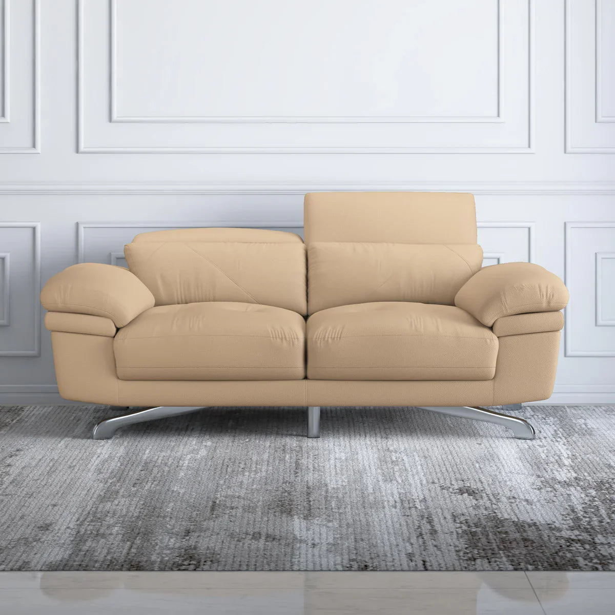 Leather 2 Seater Sofa with Adjustable Headrest
