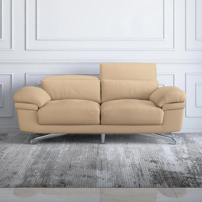 Leather 2 Seater Sofa with Adjustable Headrest