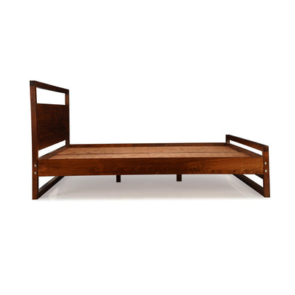 Solid Wood King Size Bed in Dark Oak Finish