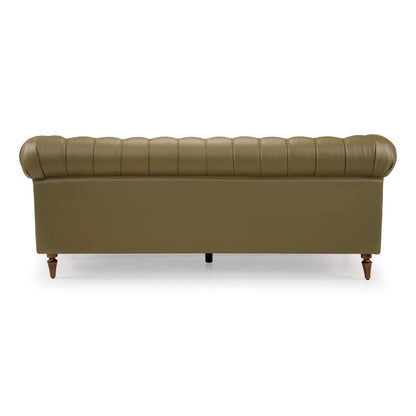 Leatherette 3 Seater Chesterfield Sofa in Olive Green