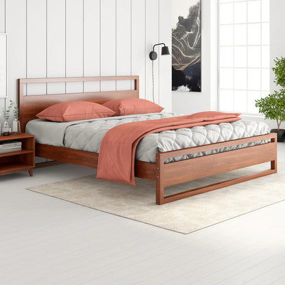 Solid Wood King Size Bed in Dark Oak Finish