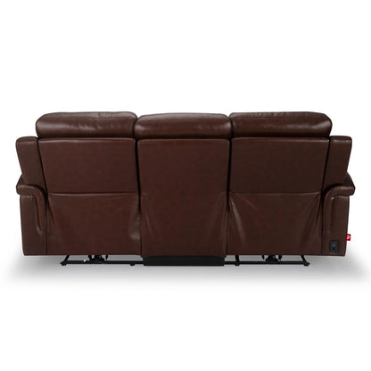 Leather 3 Seater Power Recliner with 2 USB Ports