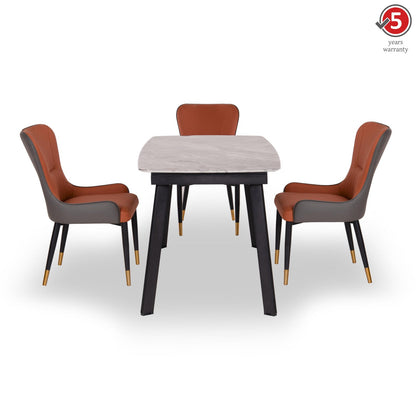 Natural Stone 4 Seater Dining Set in Marble Finish
