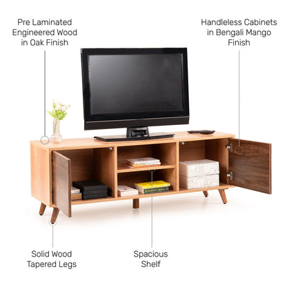 TV Unit in Oak Brown Finish with Laminate Top