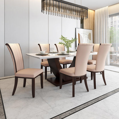 6 Seater Dining Set with Marble Finished Top