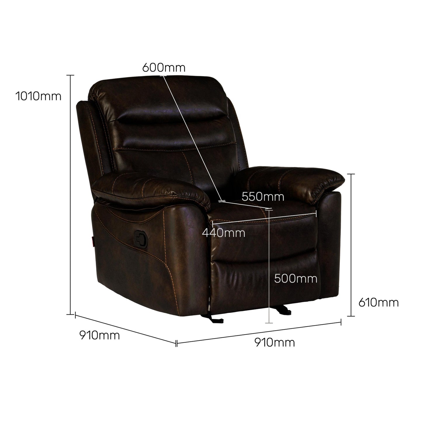 Nappa Aire Leather 1 Seater Recliner with Rocker
