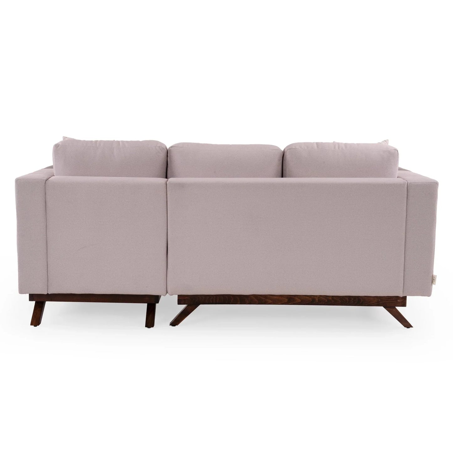 Velvet L-Shaped Sofa with Leatherette Side Pockets