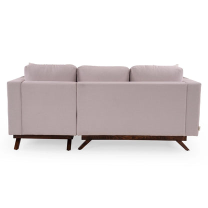 Velvet L-Shaped Sofa with Leatherette Side Pockets