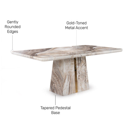 6 Seater Dining Set with Marble Finished Top