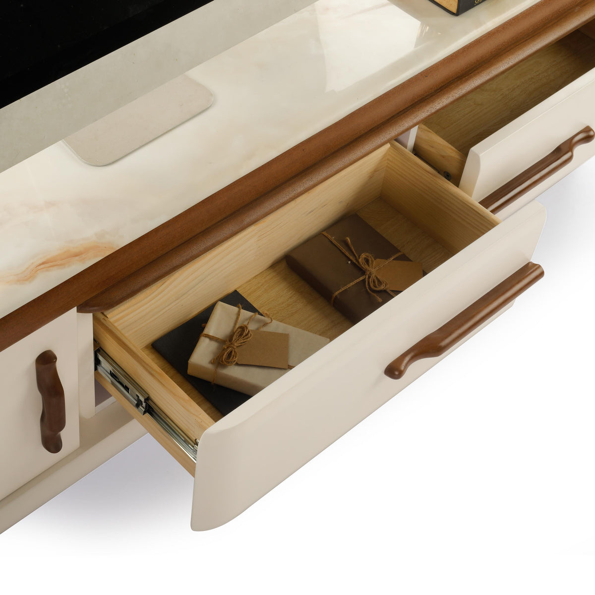 Extendable TV Unit with Marble Finished Top